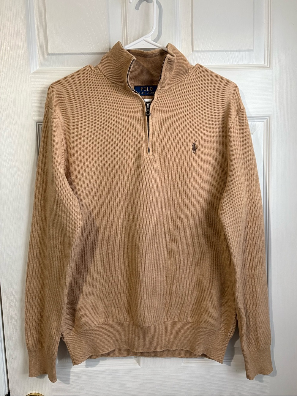 Polo Ralph Lauren 100% Cotton Tan Quarter Zip Sweater Men’s M